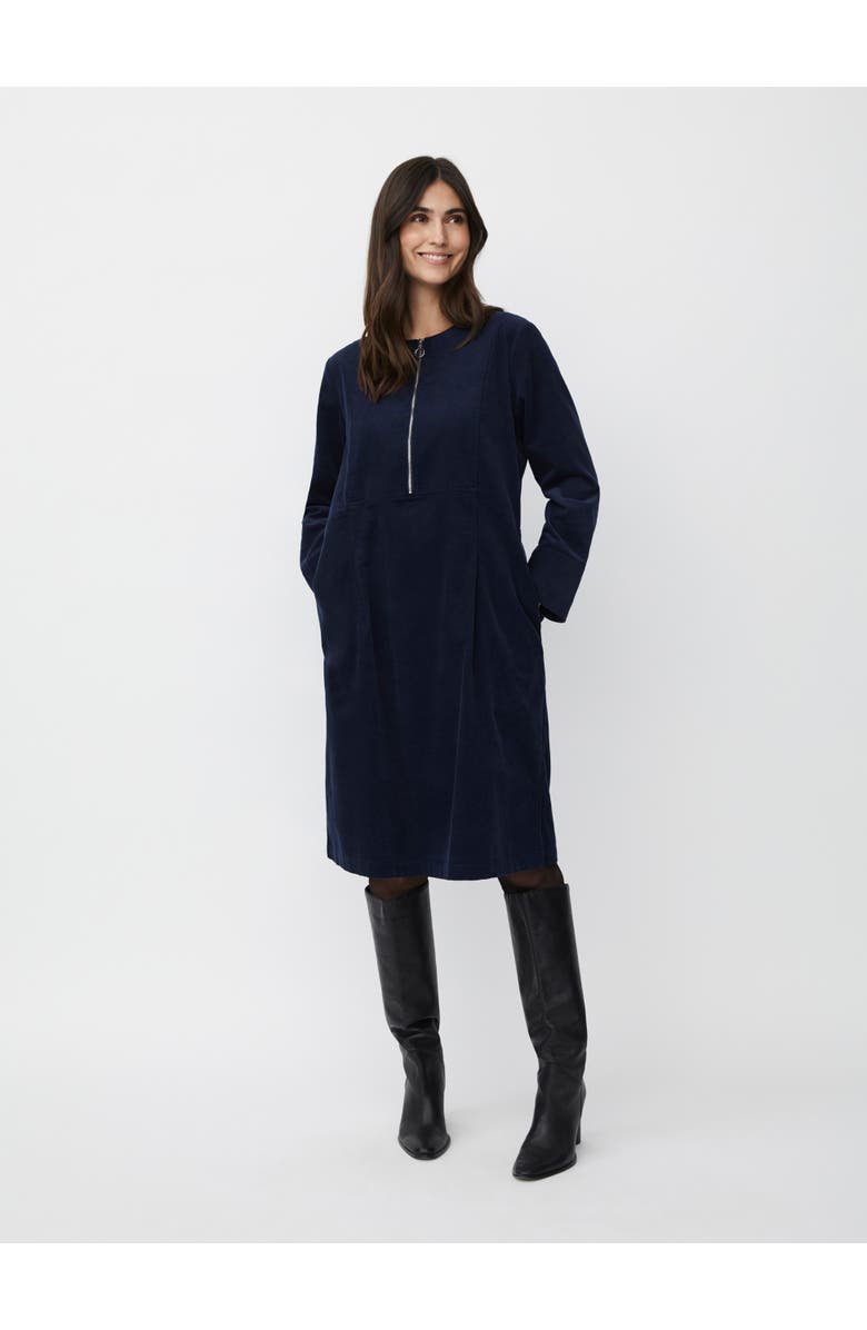 Masai Copenhagen Long Sleeve Crew Neck Zip Midi Dress, Main, color, Navy Blazer