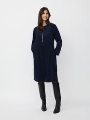 Masai Copenhagen Long Sleeve Crew Neck Zip Midi Dress