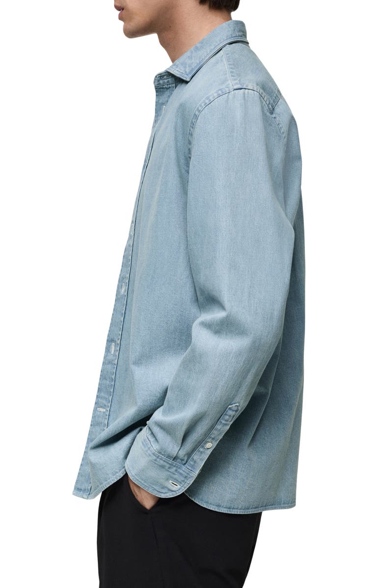 MANGO Denim Button-Up Shirt, Alternate, color, Light Blue