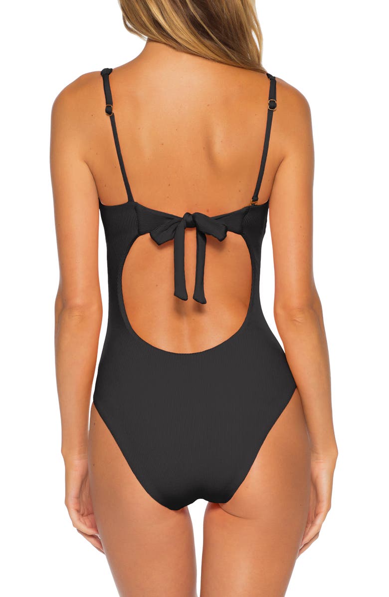 Becca Fine Line Rib One-Piece Swimsuit, Alternate, color,