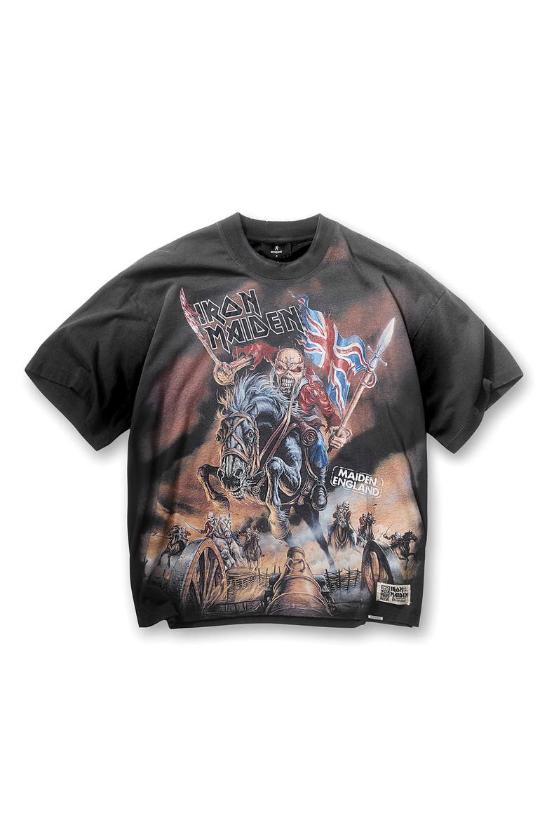 Represent Iron Maiden Steed Graphic T-Shirt, Alternate, color, Stained Black