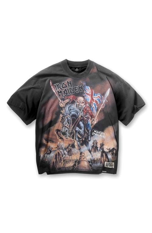 Represent X Iron Maiden Steed - Cotton Crew-neck T-shirt In Black