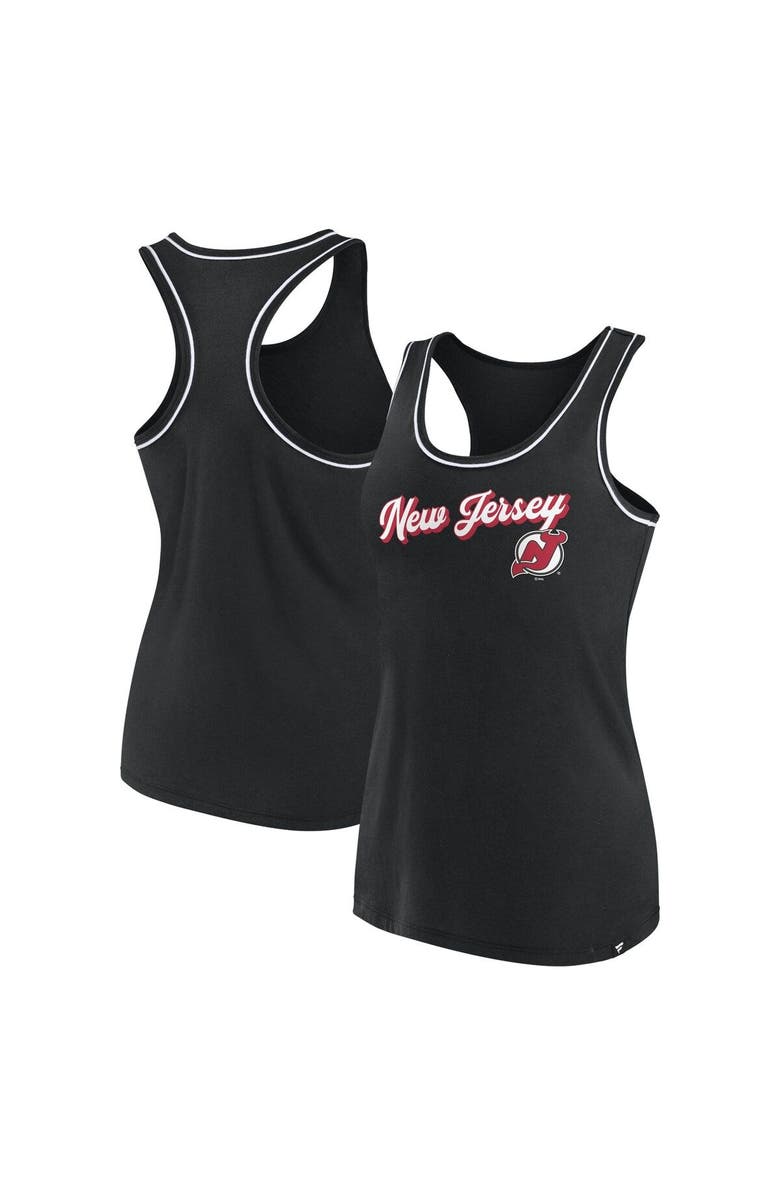 FANATICS Women's Fanatics Branded Black New Jersey Devils Wordmark Logo Racerback Scoop Neck Tank Top, Main, color, Black