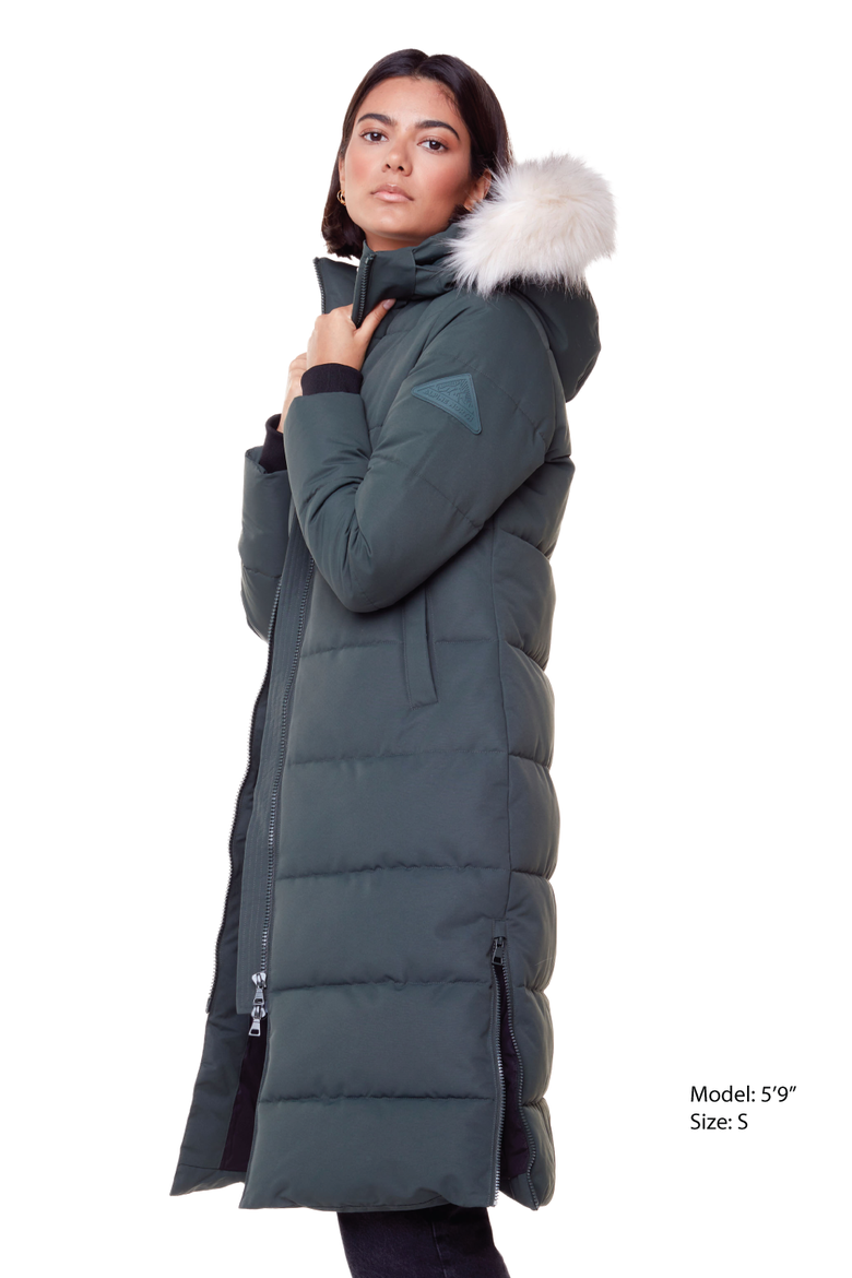 KLUANE - Vegan Down Ultra Long Winter Parka, Alternate, color, GREEN