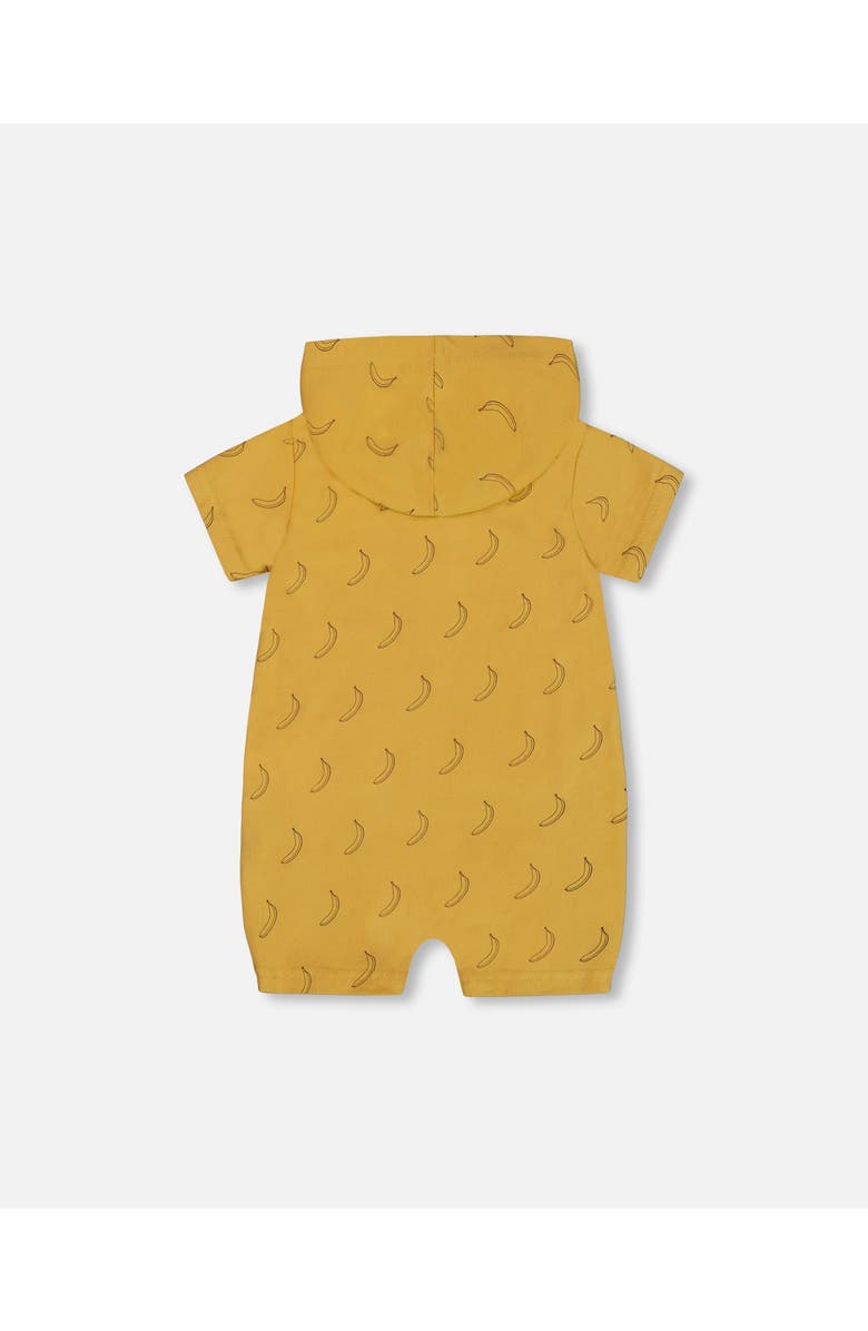 Deux par Deux Baby Boy's Printed Organic Cotton Hooded Romper Yellow Bananas, Alternate, color,