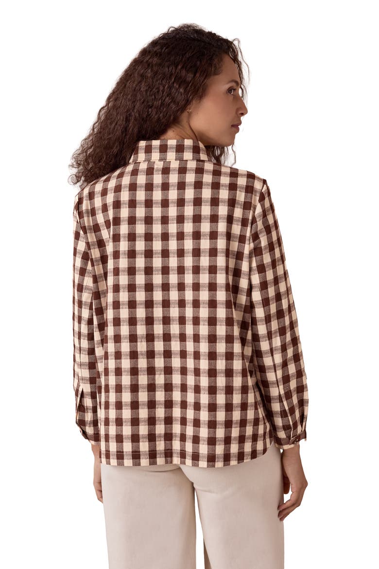 Gingham Button Through Shirt, Alternate, color, Chocolate Gingham