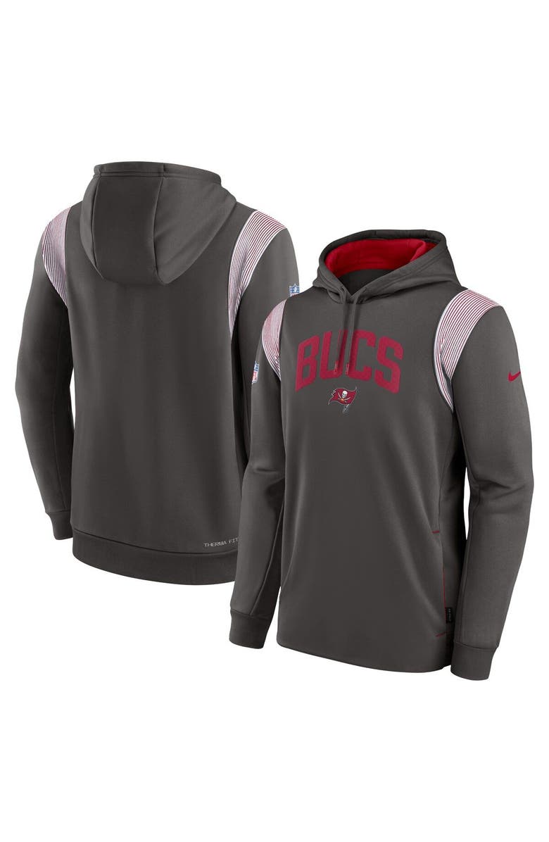 Nike Men's Nike Pewter Tampa Bay Buccaneers Sideline Athletic Stack Performance Pullover Hoodie, Main, color, Pewter