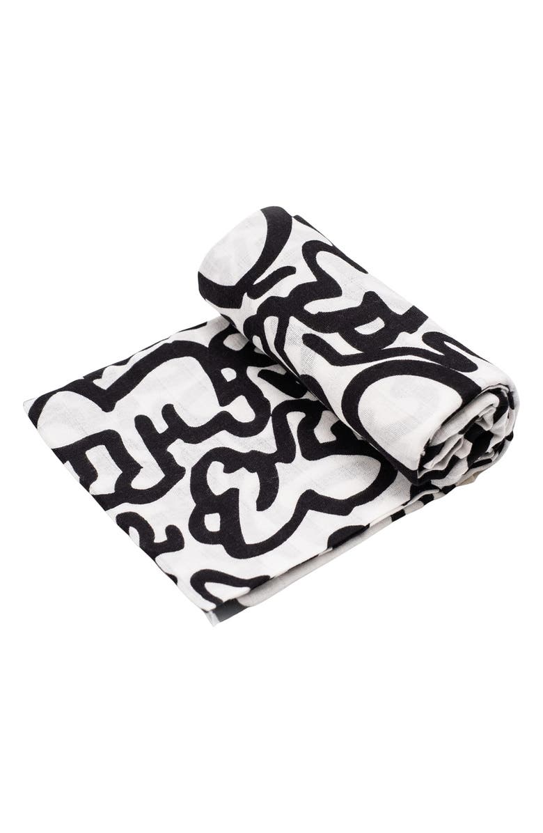 ETTA LOVES x Keith Haring XL Sensory Organic Cotton Muslin Blanket, Main, color, Kh Print Baby