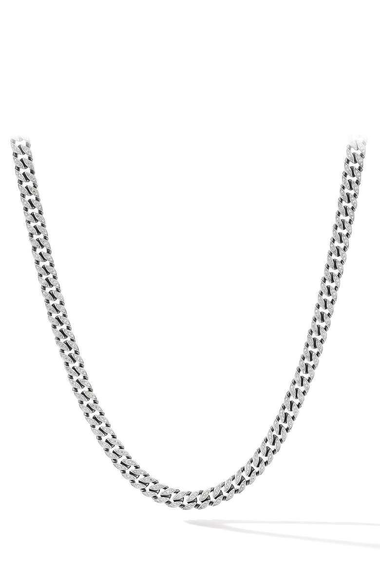 David Yurman Men's Curb Chain Necklace in Sterling Silver with Diamonds, 8mm, Main, color, 