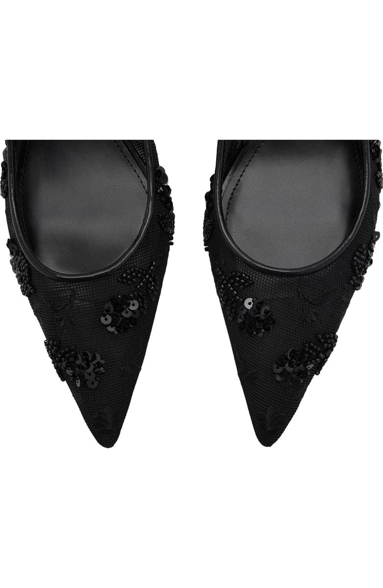 MANGO Kitten Heel Floral Embellished Mesh Slingback Pump, Alternate, color,