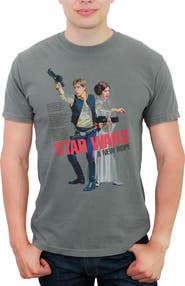 Star Wars Men's Star Wars Han Solo and Leia Attack Pose Graphic T-Shirt