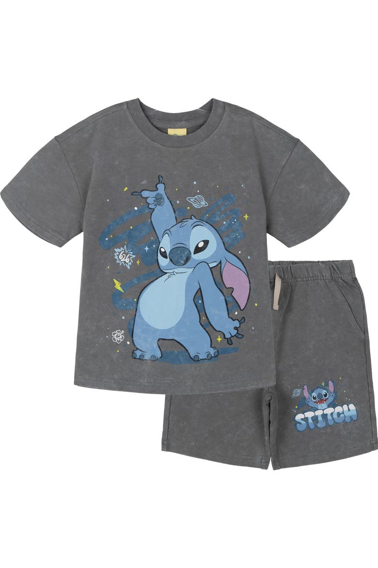 Lilo & Stitch 2-Piece Tee and Shorts Set, Main, color, Cool Gray Stitch