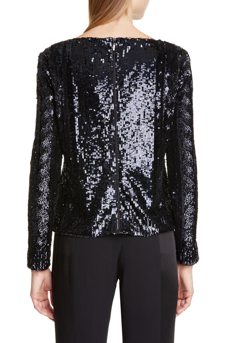 Cesena Sequin Top, Alternate, color, BLACK