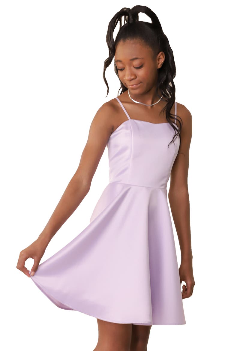 Fit and Flare Party Dress in Longer Length, Main, color, LILAC
