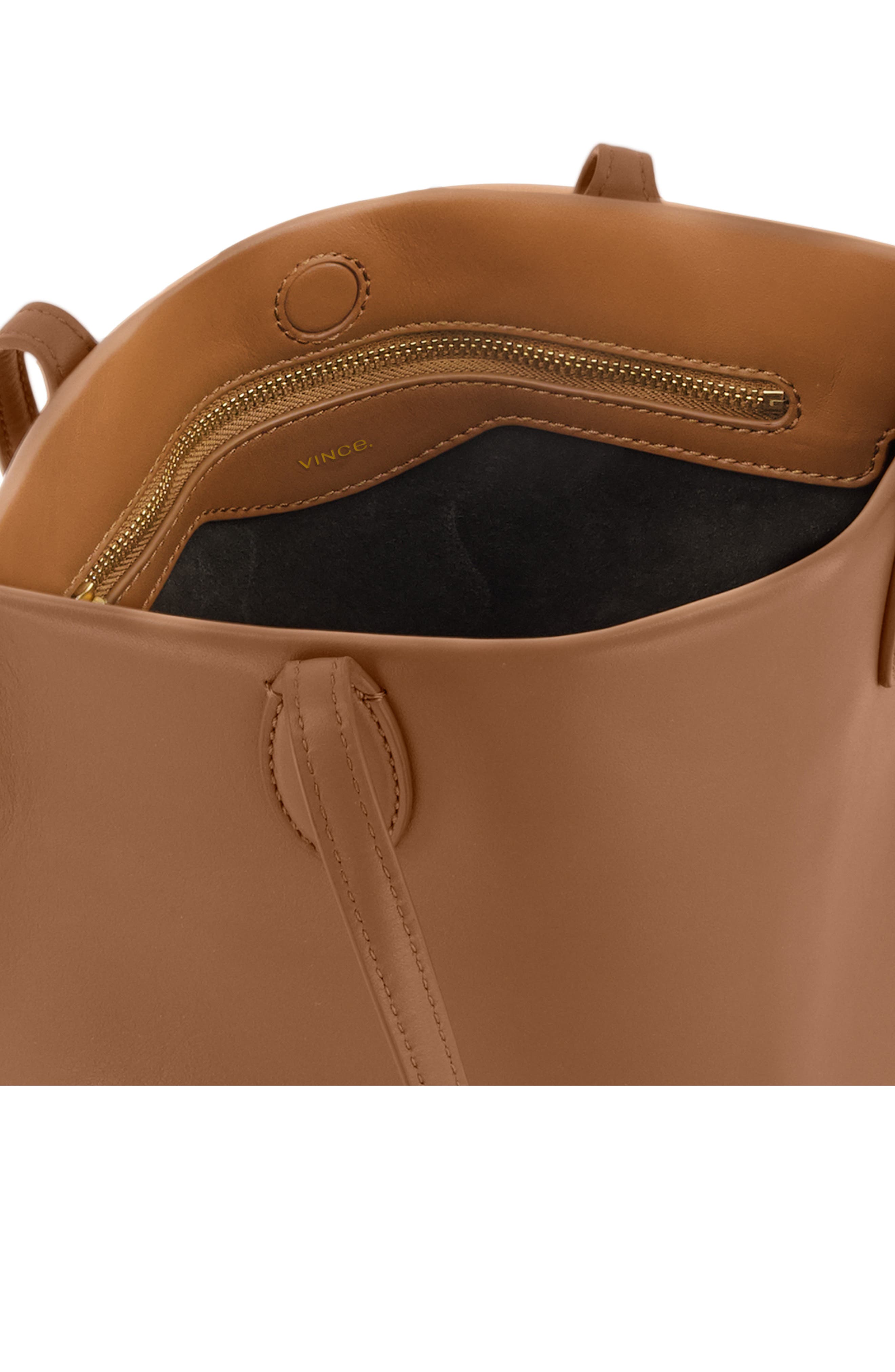 Mini Athene Nappa Leather Tote, Alternate, color, SADDLE