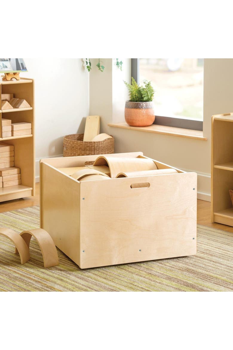 4-Sided Block Storage Box on Wheels, Alternate, color, Brown