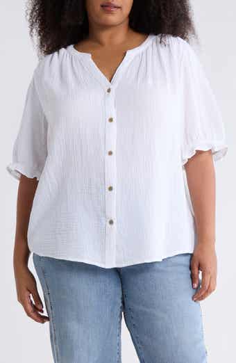 beachlunchlounge Jemma Cotton Gauze Button-Up Shirt