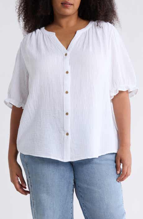 beachlunchlounge Jemma Cotton Gauze Button-Up Shirt