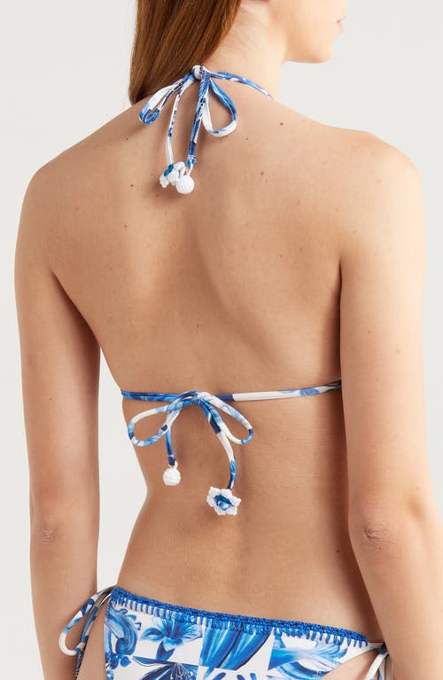 Shop Farm Rio Garden Tiles Triangle Bikini Top In Garden Tiles Off-white