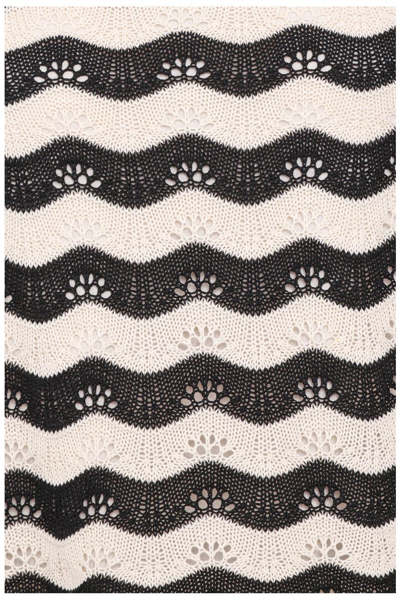 Iveta Pointelle Knit Top and Shorts Set, Alternate, color, BLACK/ CREAM STRIPE