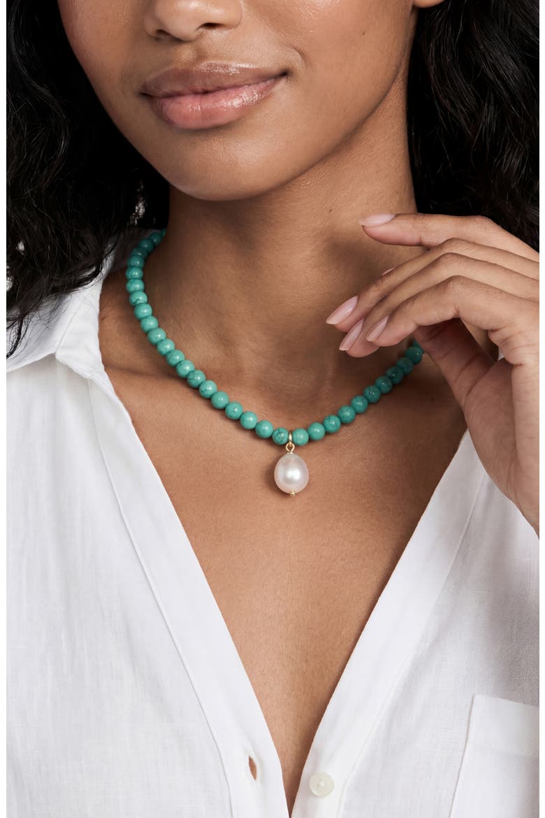 Freshwater Pearl Pendant Beaded Necklace, Alternate, color, TURQUOISE