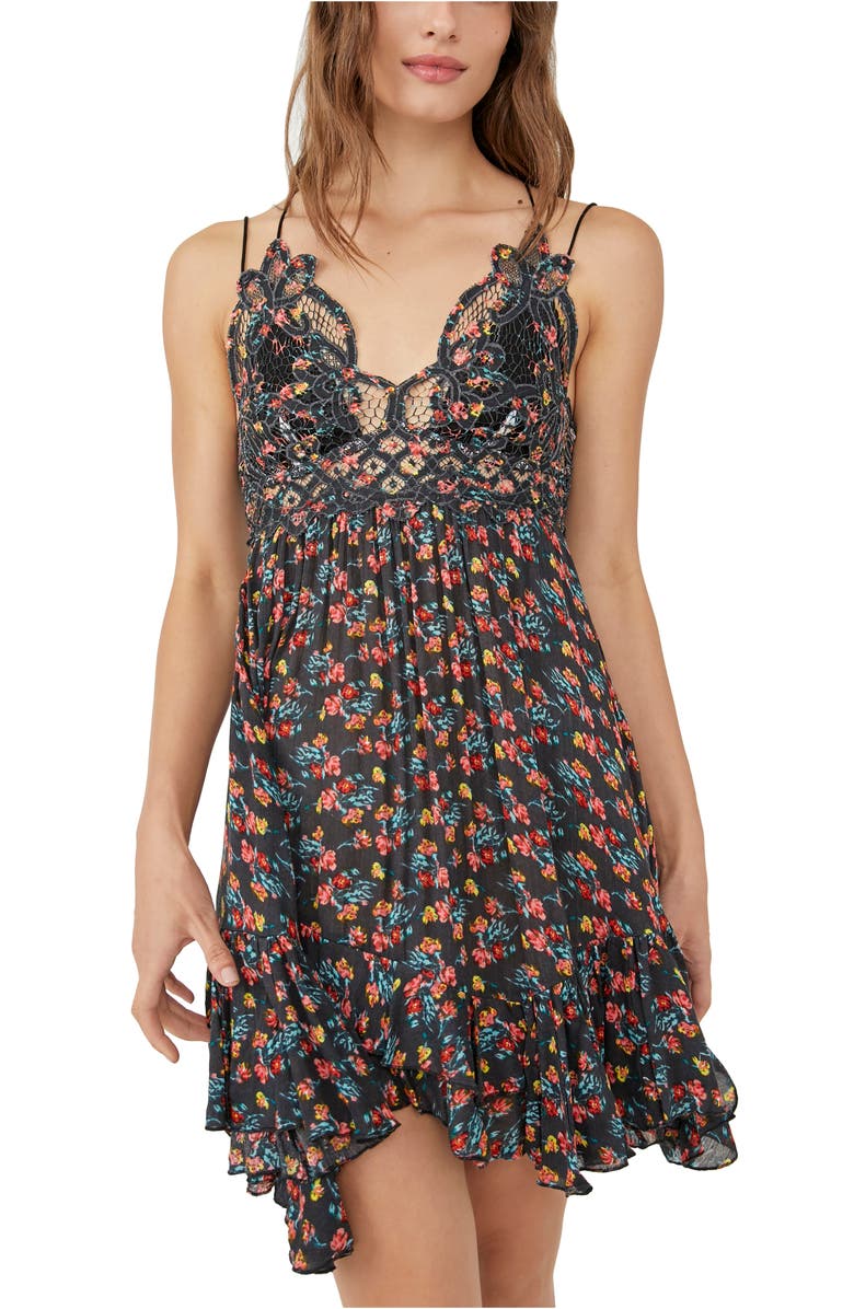 Free People Adella Floral Frilled Chemise, Alternate, color,