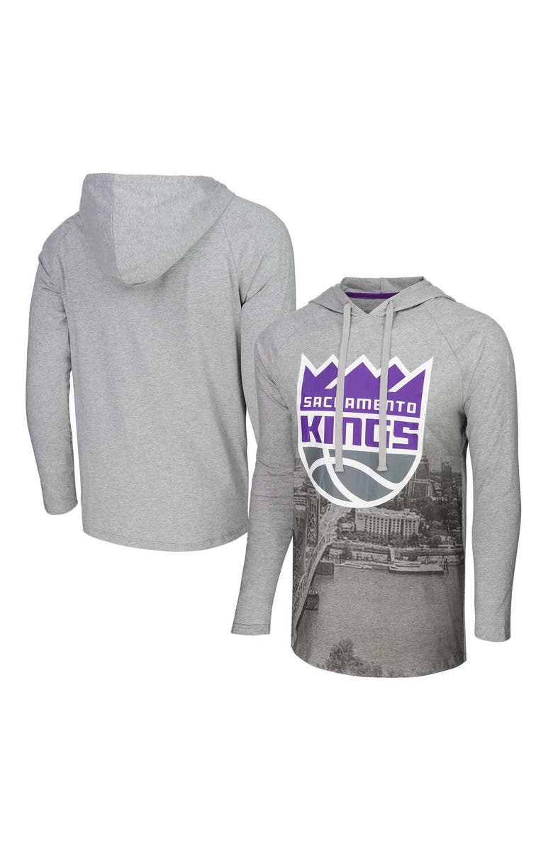 Stadium Essentials Men's Stadium Essentials Heather Gray Sacramento Kings Atrium Raglan Long Sleeve Hoodie T-Shirt, Main, color, Heather Gray