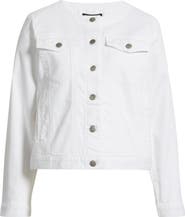 Eileen Fisher Stretch Organic Cotton Round Neck Jean Jacket