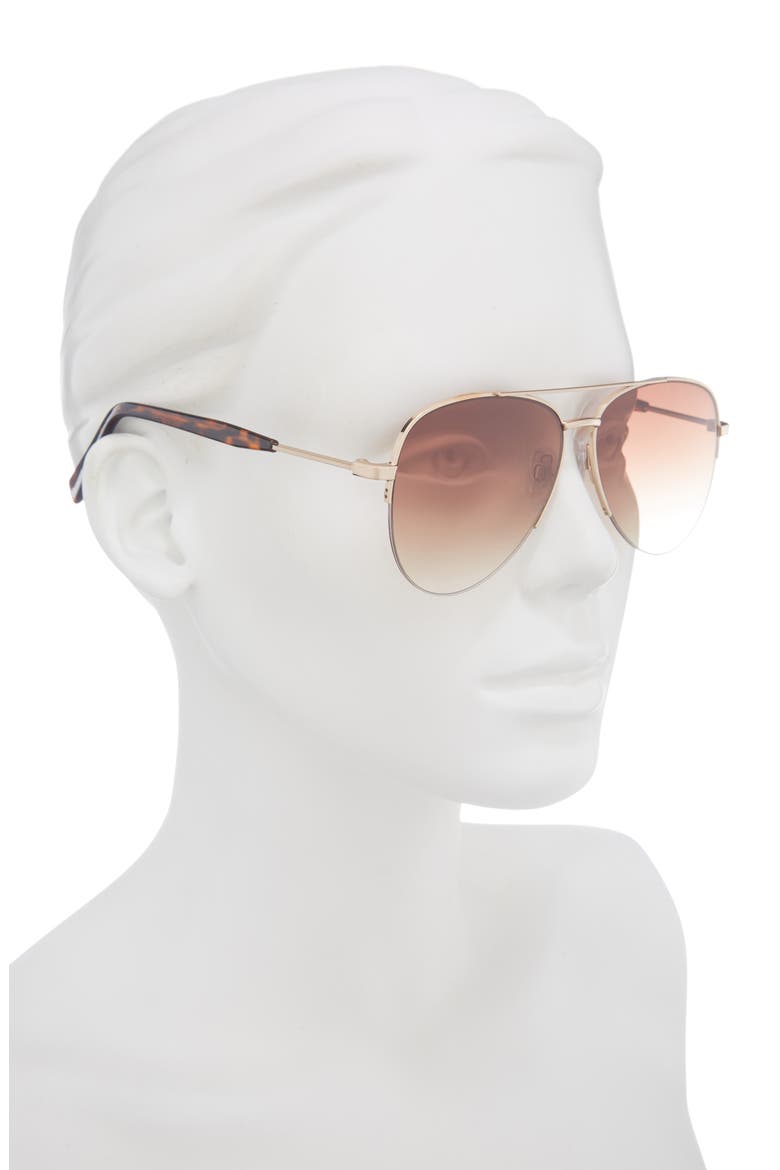 56mm Gradient Aviator Sunglasses, Alternate, color, GOLD