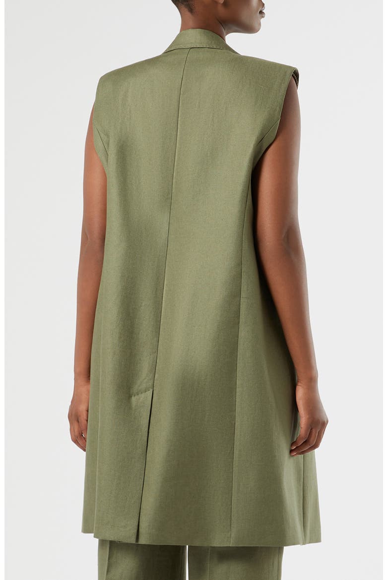 Mallo Long Linen Vest, Alternate, color, OLIVE GREEN
