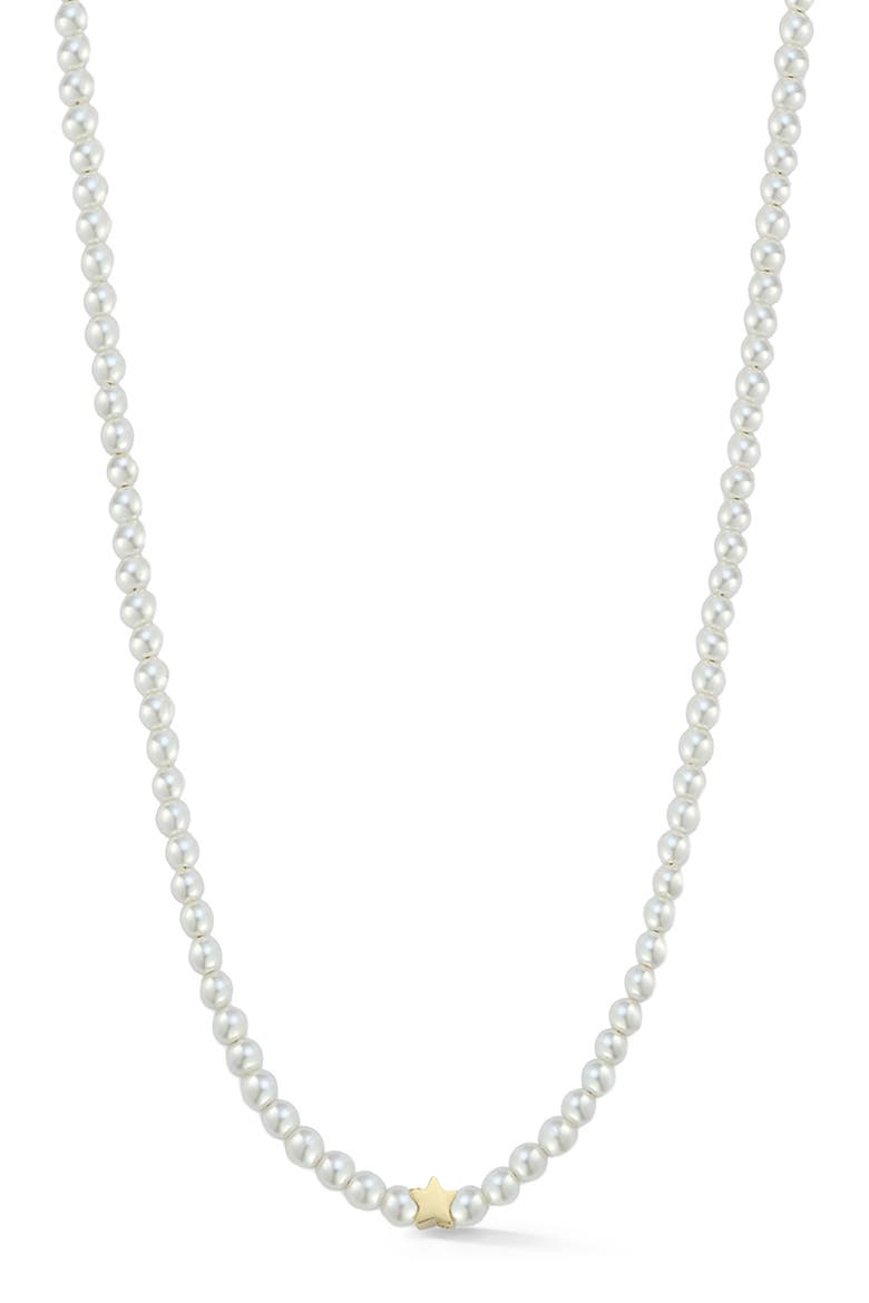 Star Charm Cultured Pearl Necklace, Main, color, GOLD