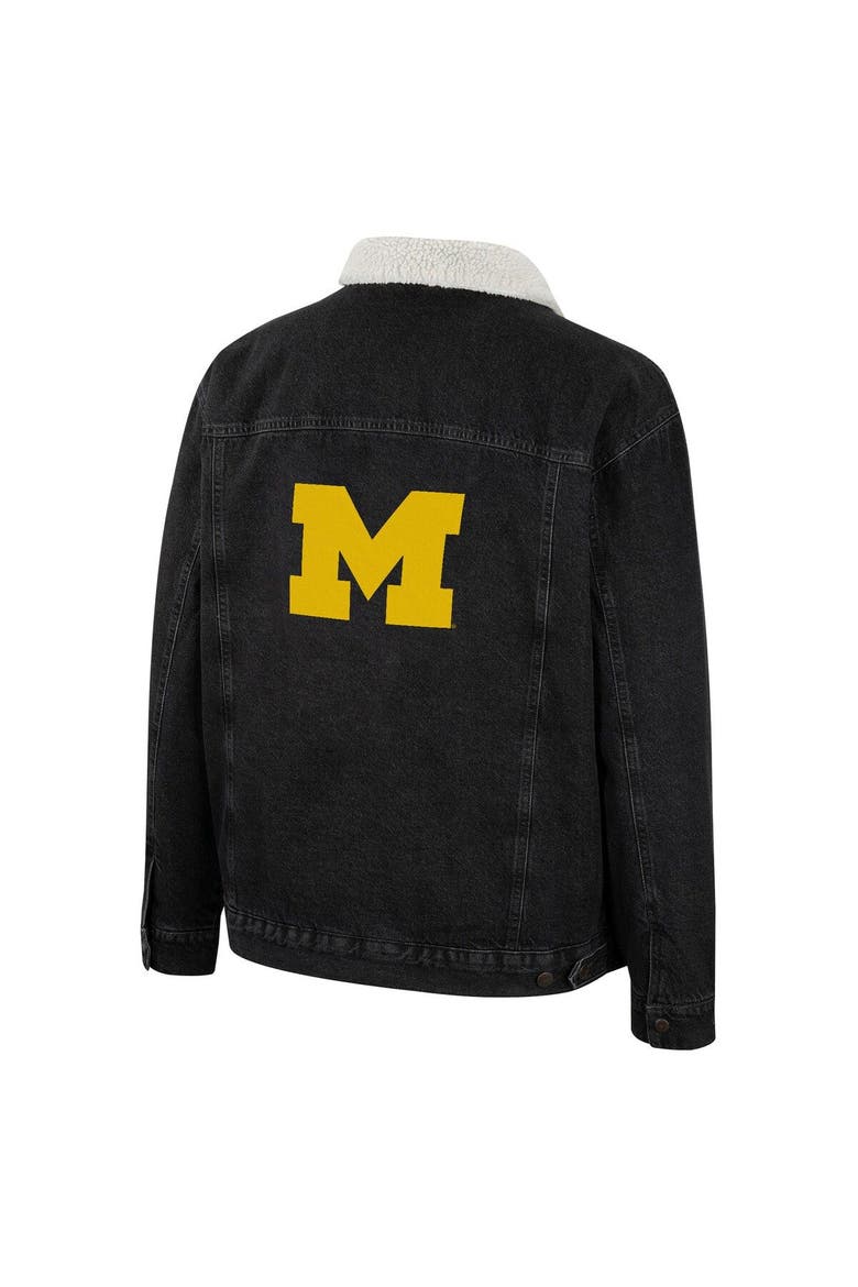 Men's Colosseum x Wrangler Charcoal Michigan Wolverines Western Button-Up Denim Jacket, Alternate, color, Charcoal