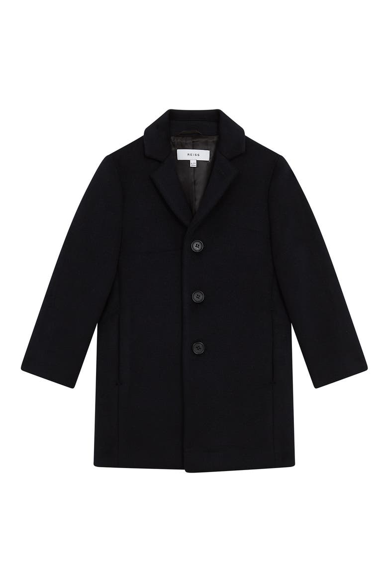Kids' Gable Jr. Wool Blend Overcoat, Main, color, NAVY