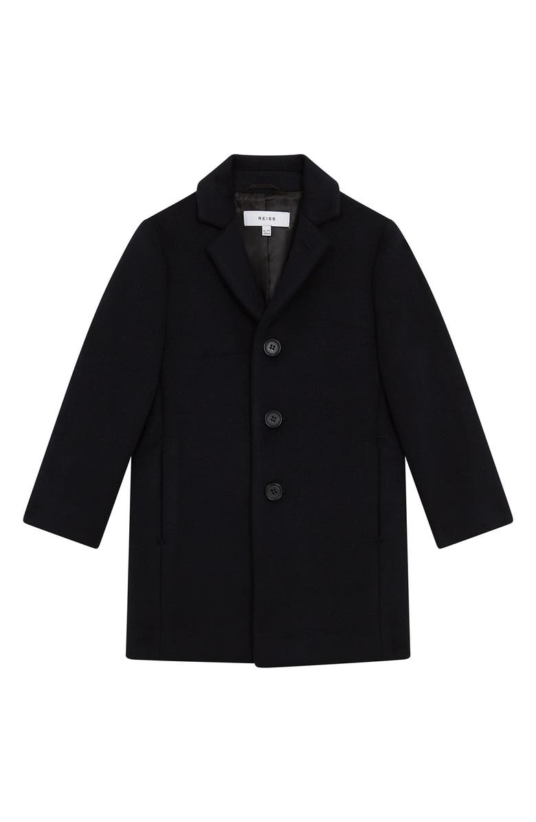 Reiss Kids' Gable Jr. Wool Blend Overcoat, Main, color, Navy