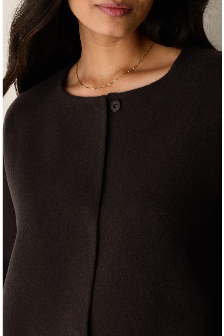 Round Neck Wool Short Coat, Alternate, color, COFFEE