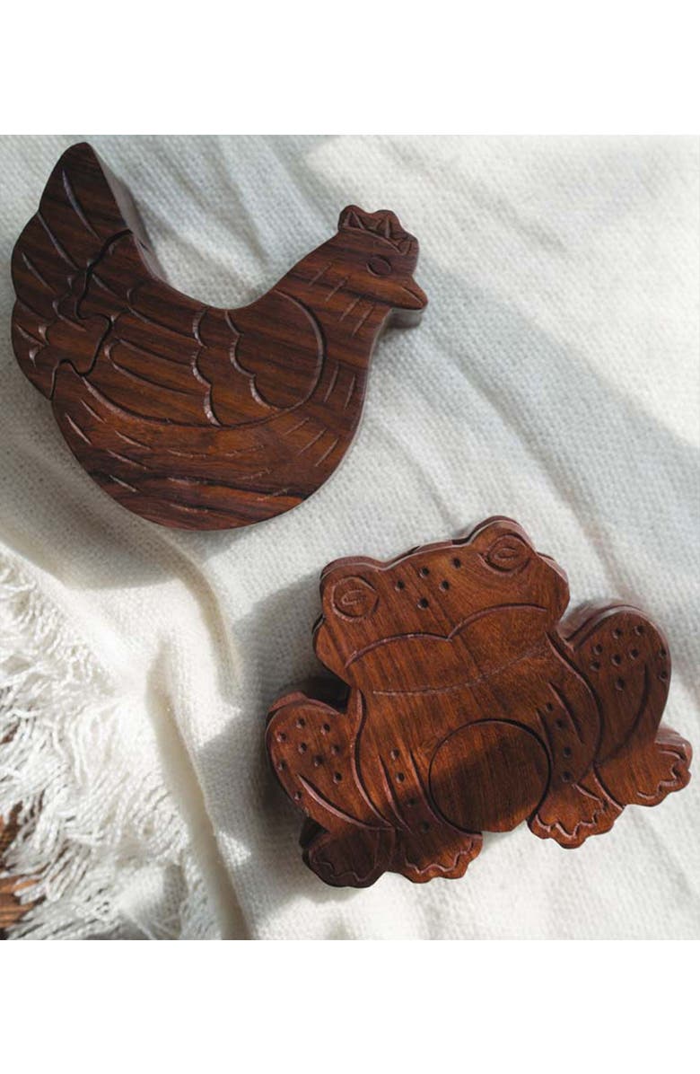 Matr Boomie Frog Puzzle Box - Hand Carved Wood, Alternate, color, Hand Carved Wood