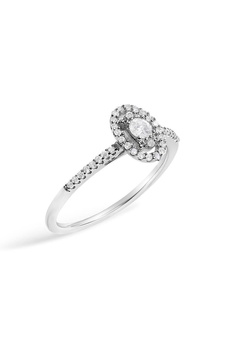 14K White Gold 1/5 Cttw Diamond With Halo Engagement Ring, Alternate, color, White