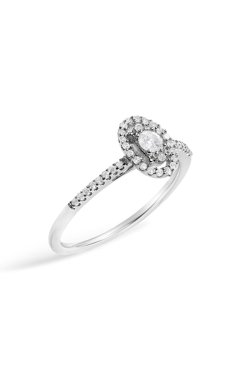 Haus of Brilliance 14K White Gold 1/5 Cttw Diamond With Halo Engagement Ring, Alternate, color, White