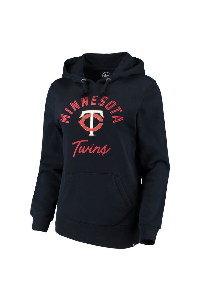 Women's '47 Navy Minnesota Twins Hollow Script Headline Pullover Hoodie, Alternate, color, Navy