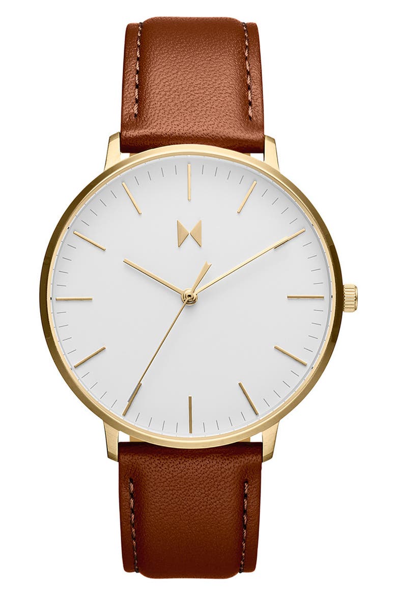 Legacy Slim Leather Strap Watch, 42mm, Main, color, WHITE