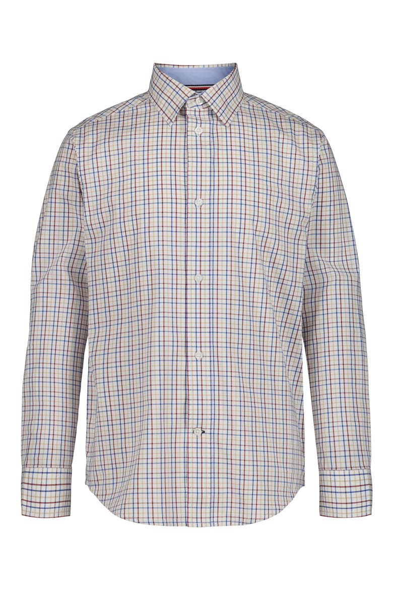 Long Sleeve Stretch Check Shirt, Main, color, CABERNET MULTI