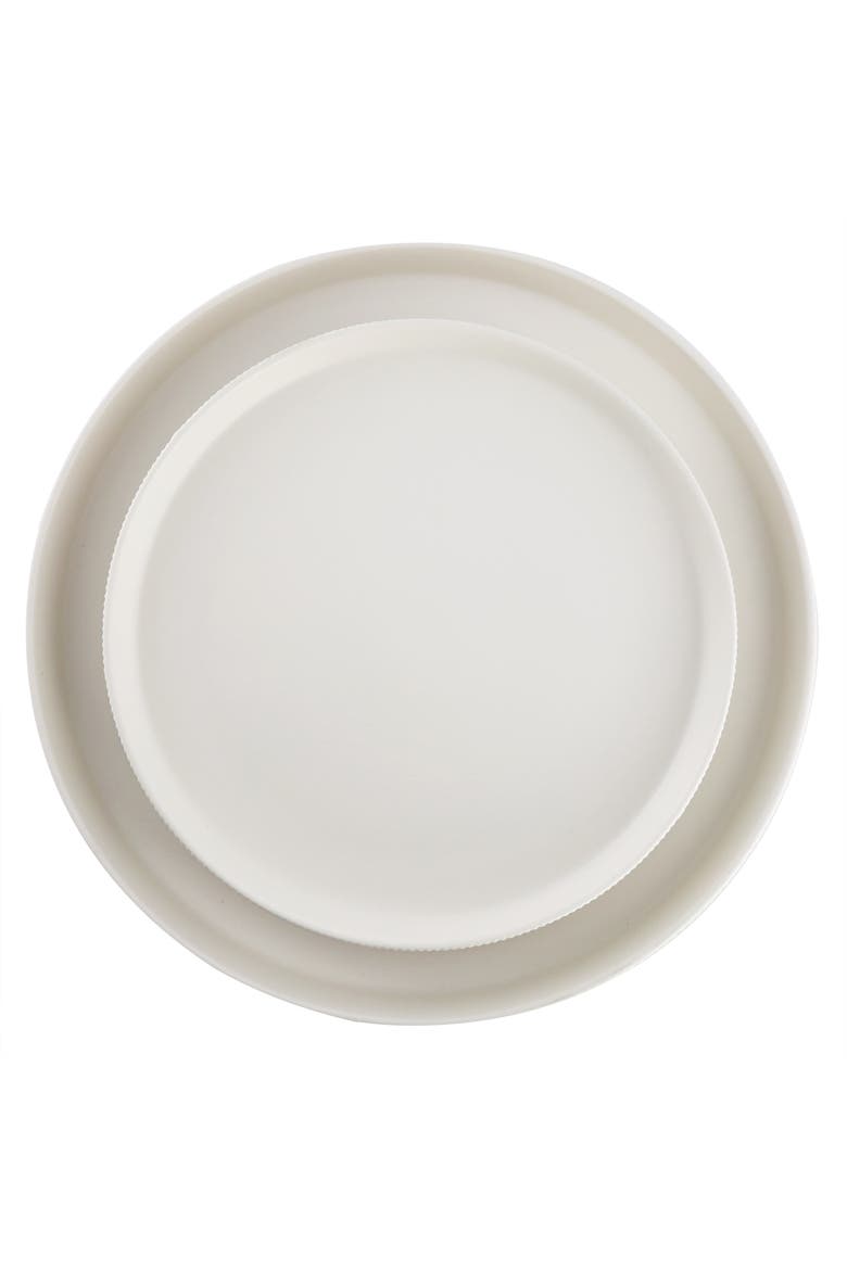 12 Piece Stoneware Dinnerware Set in Off-White, Alternate, color, White