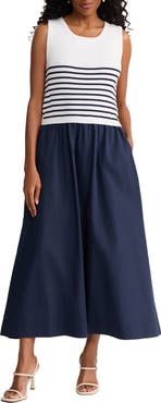 Jones New York Sleeveless Mixed Media Maxi Dress