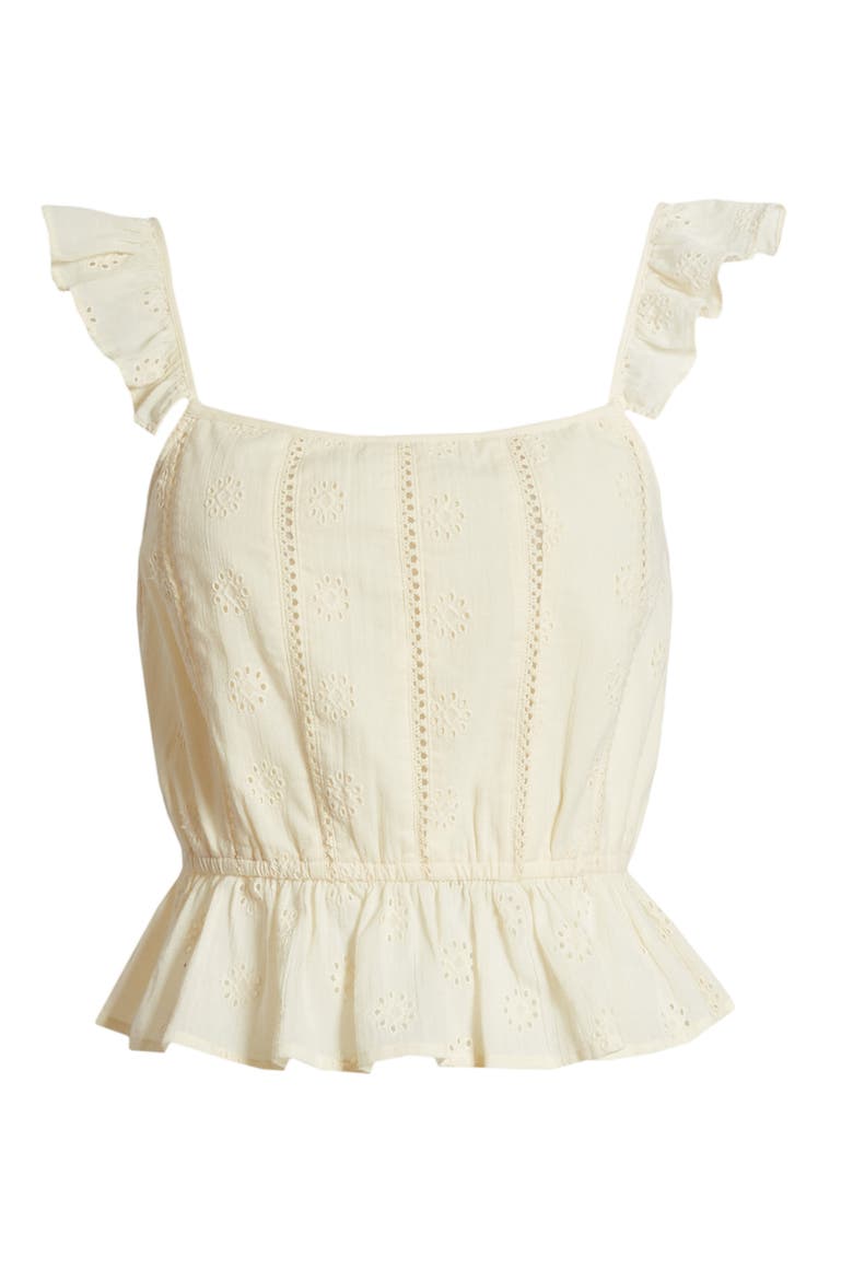 Eyelet Ruffle Crop Top, Main, color, YELLOW PALE