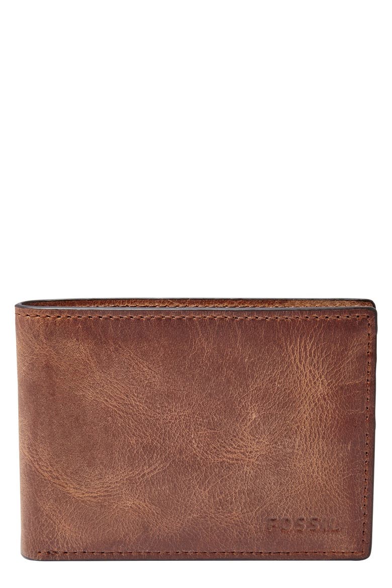 'Derrick' Leather Front Pocket Bifold Wallet, Main, color, BROWN