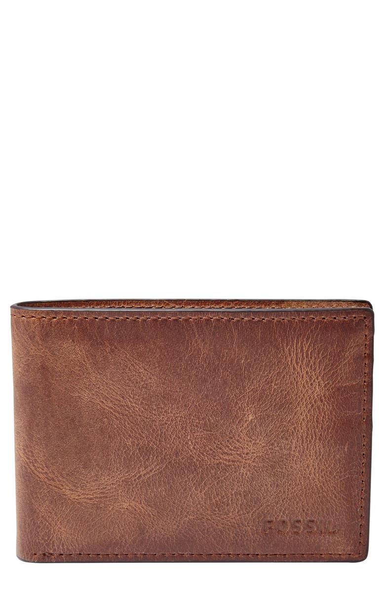 Fossil 'Derrick' Leather Front Pocket Bifold Wallet, Main, color, 