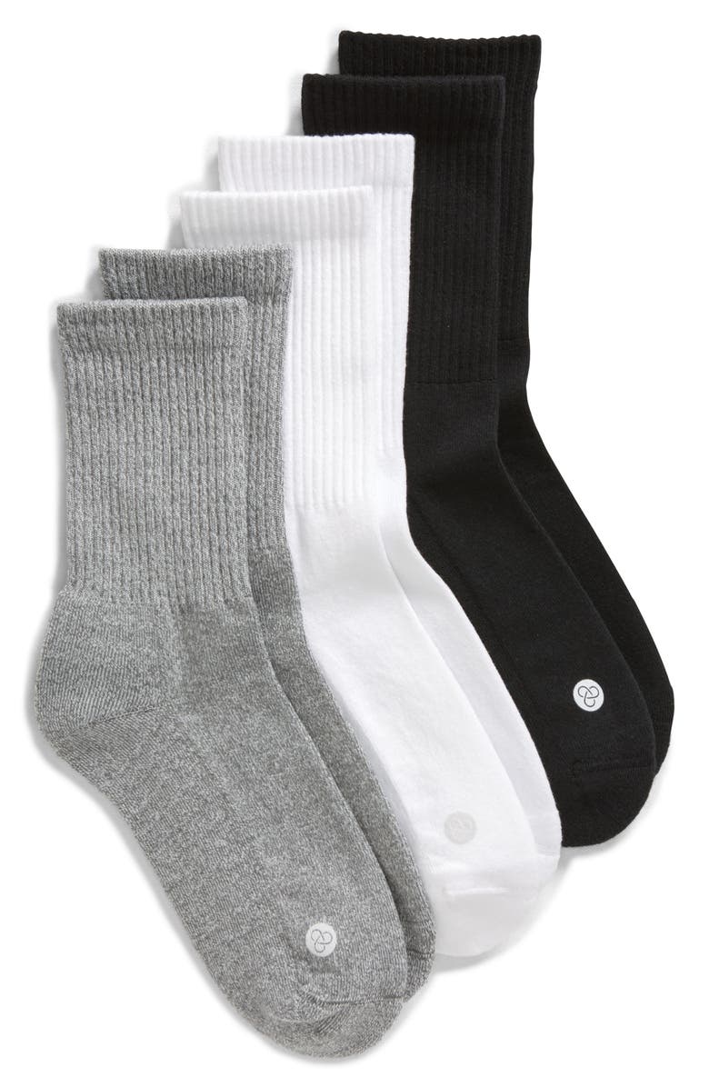 Zella 3-Pack Crew Socks, Main, color, White Multi