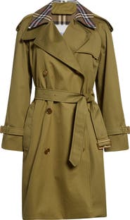 Burberry Castleford Check Collar Water Resistant Gabardine Trench Coat