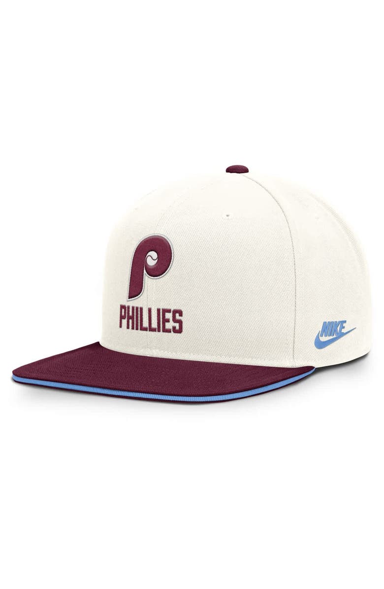 Nike Men's Nike Cream/Burgundy Philadelphia Phillies Cooperstown Pro Dri-FIT Snapback Hat, Main, color, Cream