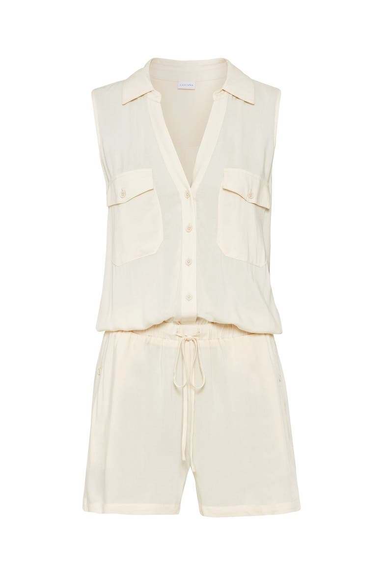 Sleeveless Drawstring Romper, Alternate, color, Sand
